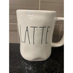 Rae Dunn Artisan Collection Magenta LATTE White 18oz Coffee Mug Dimple